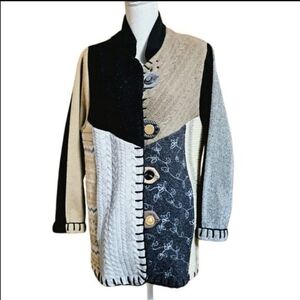 NWOT Baabaazuzu Patchwork Reworked Vintage Button Jacket Size LargeNew